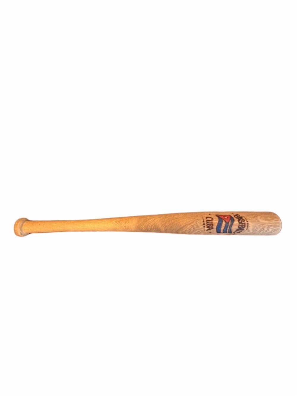Wooden Souvenir Baseball Bat with Cuba Flag Design - Natural Finish
